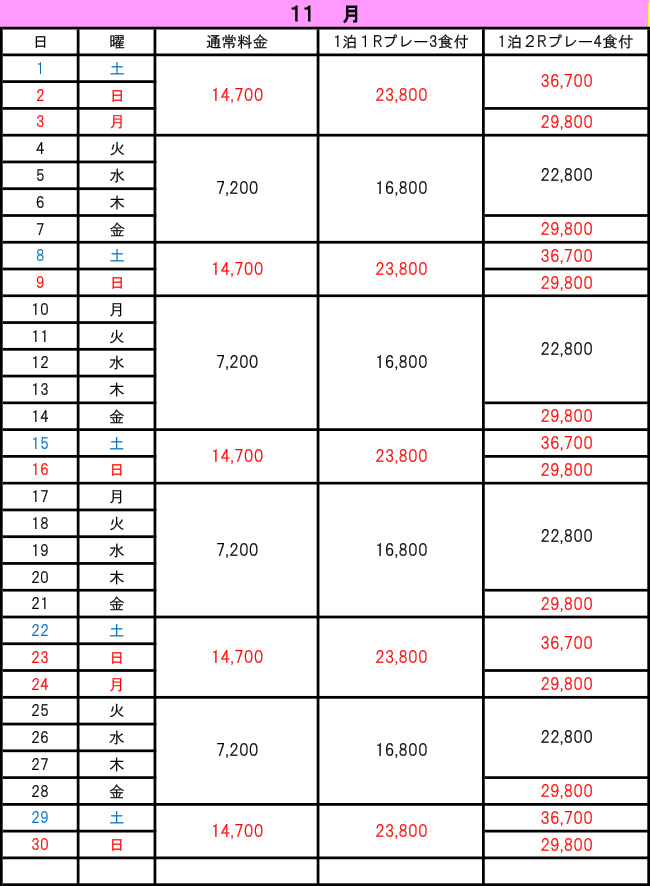 11月料金
