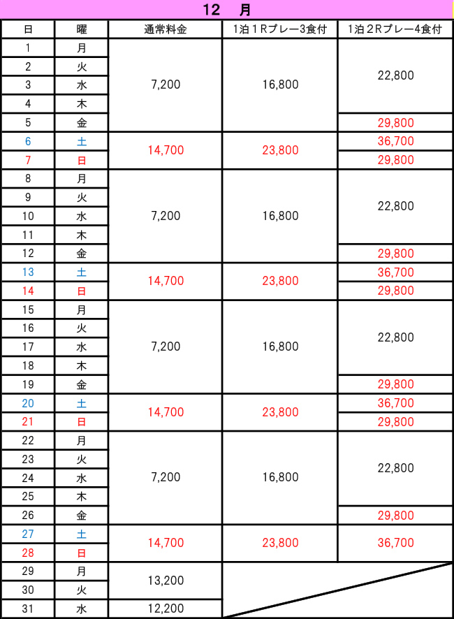 12月料金